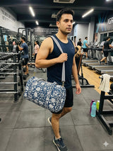 Block Printed Quilted Duffle Bag with Concealed Zip