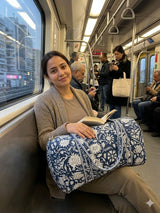 Block Printed Quilted Duffle Bag with Concealed Zip