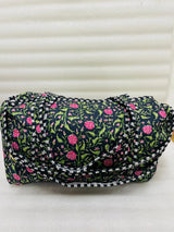 Block Printed Quilted Duffle Bag with Concealed Zip