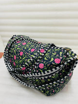 Block Printed Quilted Duffle Bag with Concealed Zip