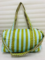 Block Printed Quilted Duffle Bag with Concealed Zip