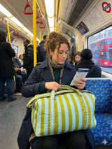 Block Printed Quilted Duffle Bag with Concealed Zip
