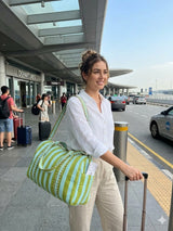 Block Printed Quilted Duffle Bag with Concealed Zip