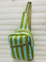 Handcrafted Quilted Cotton One Strap Backpack - 12x9.5x4.5 Inches