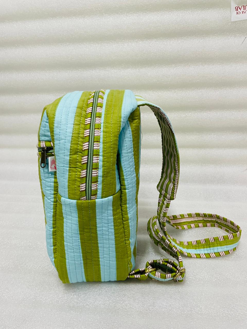 Handcrafted Quilted Cotton One Strap Backpack - 12x9.5x4.5 Inches