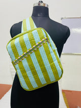 Handcrafted Quilted Cotton One Strap Backpack - 12x9.5x4.5 Inches