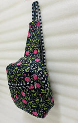Handcrafted Quilted Cotton One Strap Backpack - 12x9.5x4.5 Inches