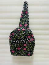 Handcrafted Quilted Cotton One Strap Backpack - 12x9.5x4.5 Inches