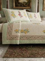 Super King Size HandBlock Printed Kantha Bedcover with 2 Pillow covers (108x108 inches)