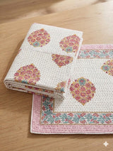 Super King Size HandBlock Printed Kantha Bedcover with 2 Pillow covers (108x108 inches)