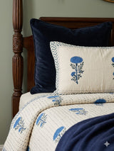 Super King Size HandBlock Printed Kantha Bedcover with 2 Pillow covers (108x108 inches)