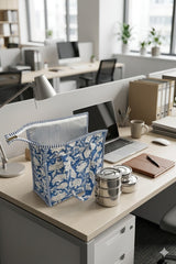 Handblock Printed Insulated Lunch Bag in Canvas Cotton with Zipper Closure (10*14*5  inches)