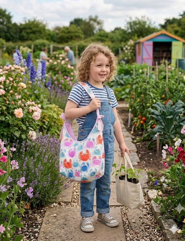 Quilted Handblock printed Slouch Shoulder Bag with bow