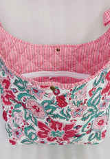 Quilted Handblock printed Slouch Shoulder Bag with bow