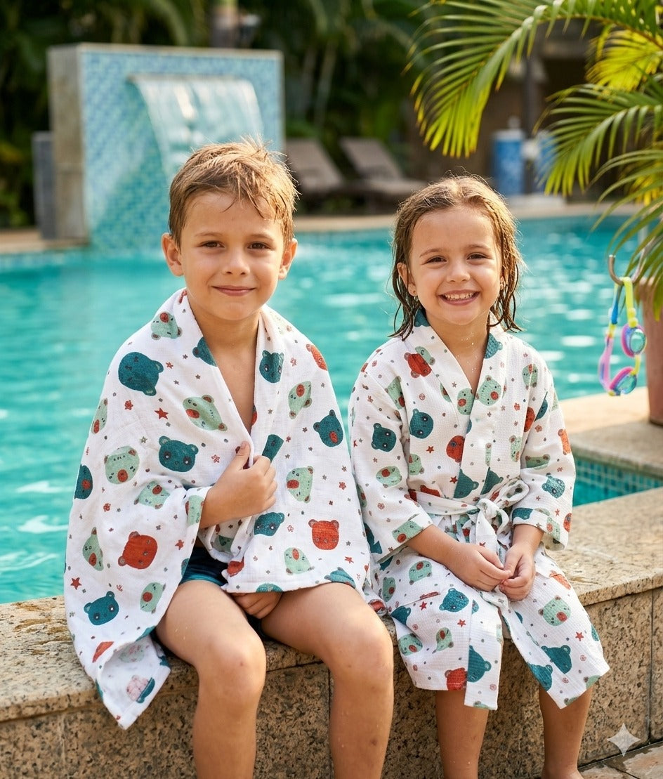 Kids Bathrobe and Bath-towel Gift Set with Box | 4-13 years