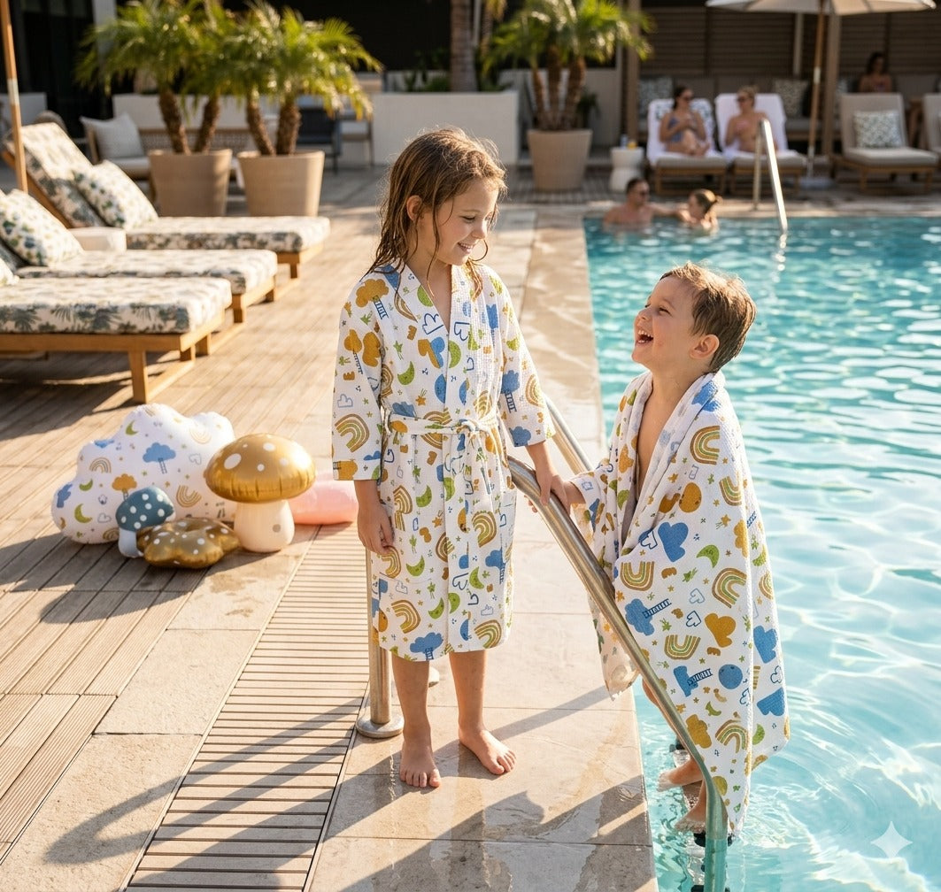 Kids Bathrobe and Bath-towel Gift Set with Box | 4-13 years