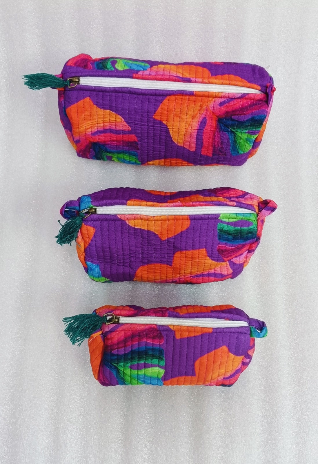 Set of 3 cosmetic bag/pouches with waterproof lining