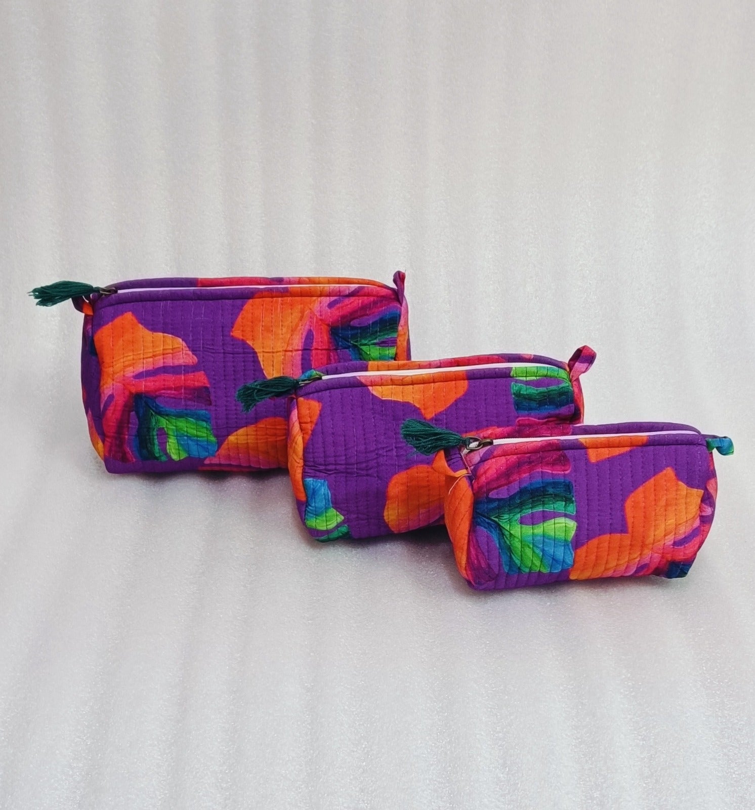 Set of 3 cosmetic bag/pouches with waterproof lining