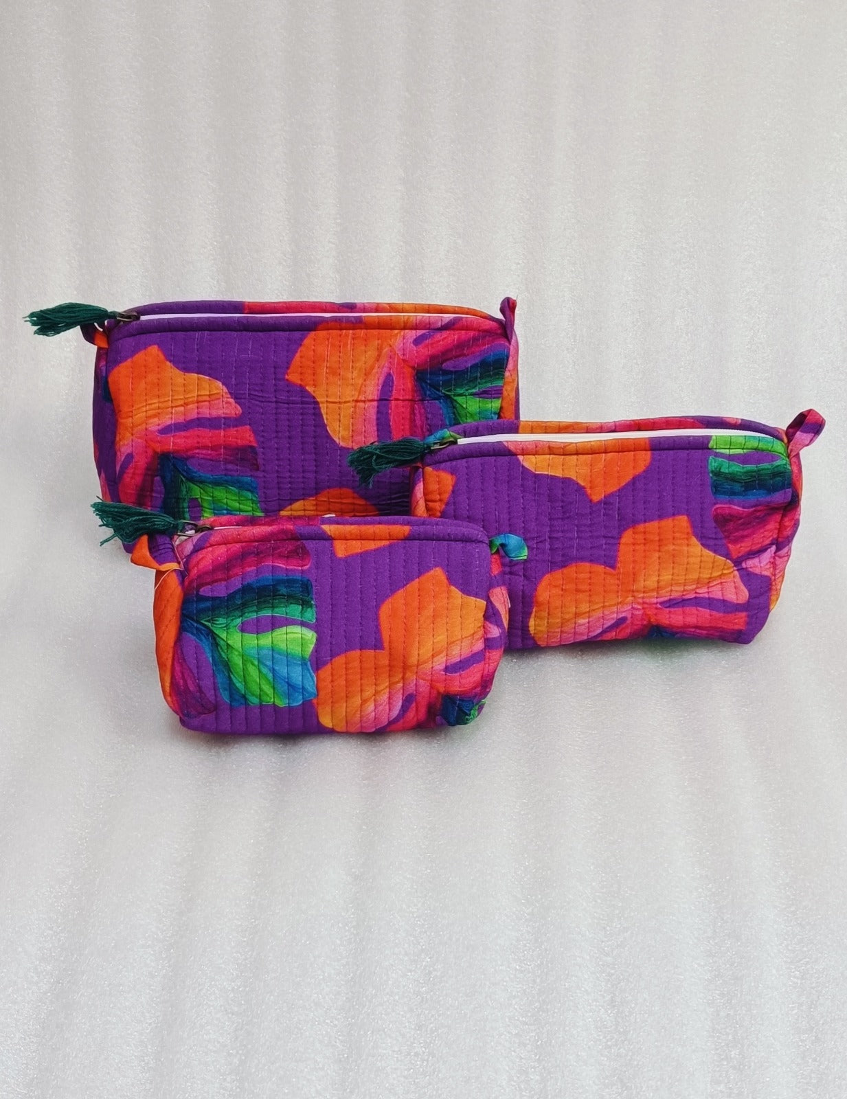 Set of 3 cosmetic bag/pouches with waterproof lining