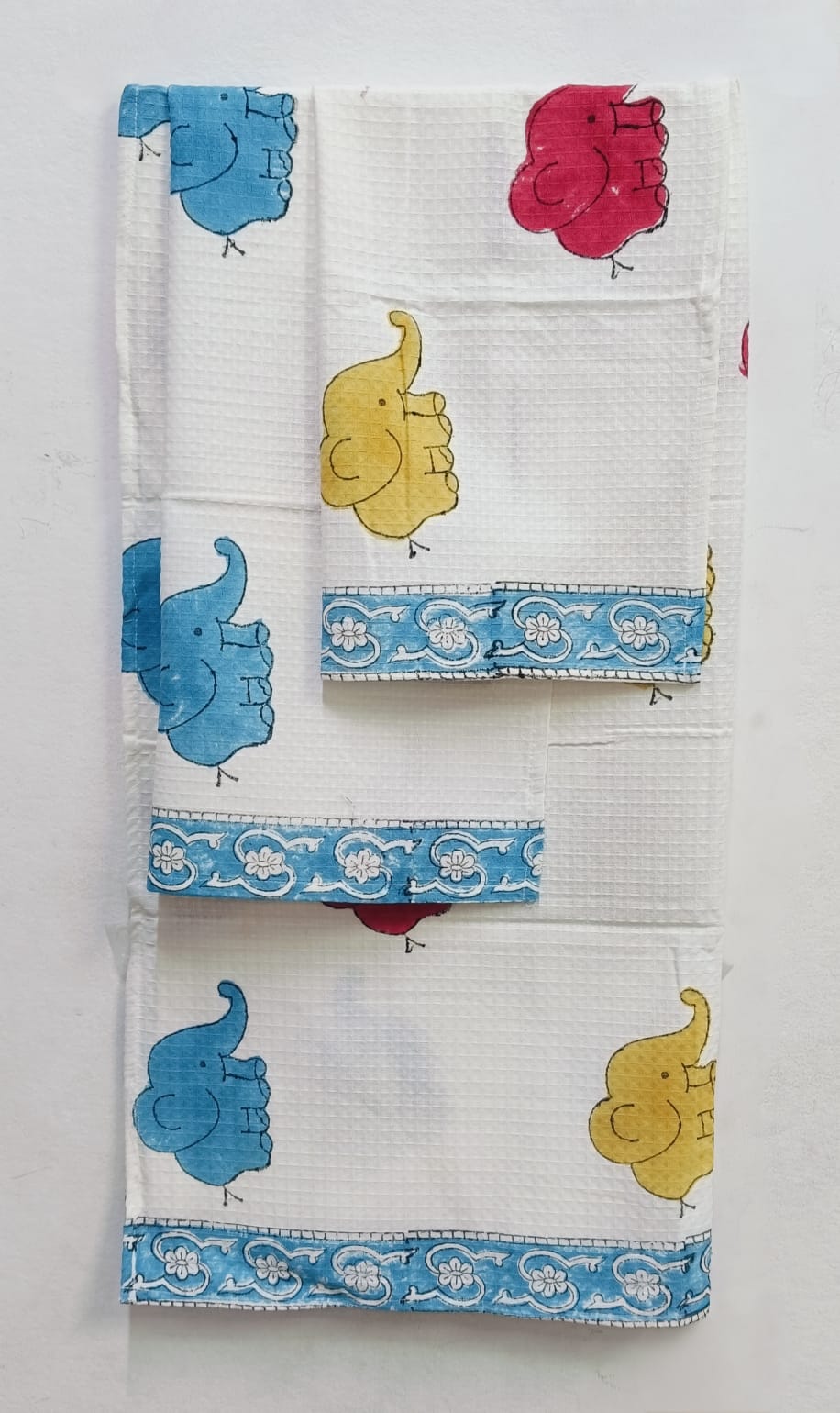 Kids Gift Set - Handblock Printed Towels - 1 Bath + 2 Hand Towels