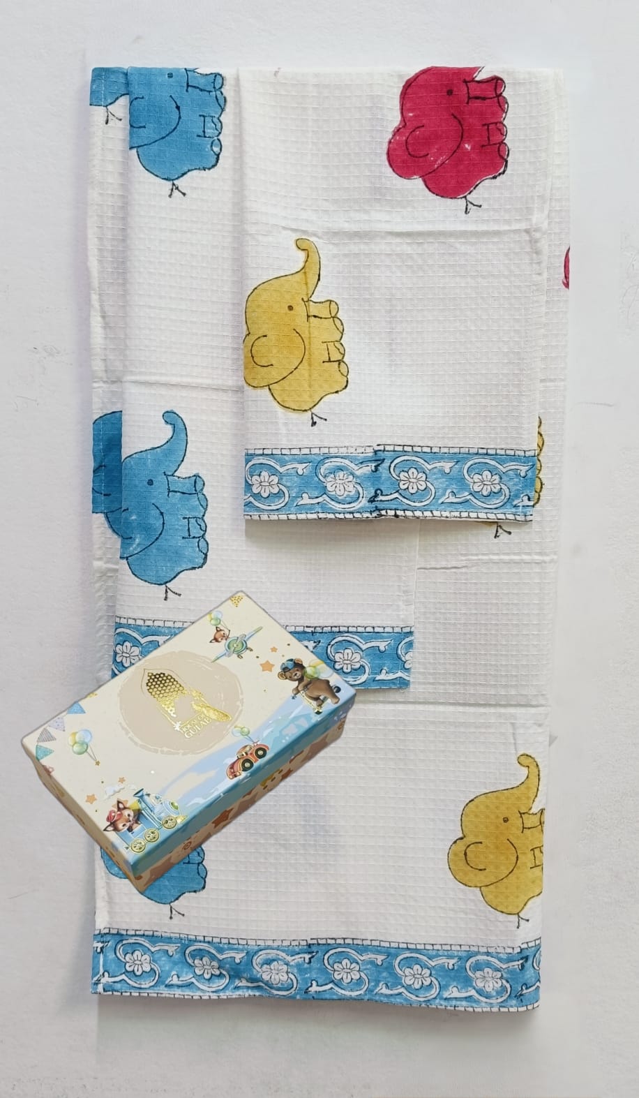 Kids Gift Set - Handblock Printed Towels - 1 Bath + 2 Hand Towels