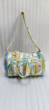 Block Printed Quilted Duffle Bag with Concealed Zip