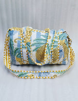 Block Printed Quilted Duffle Bag with Concealed Zip