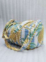 Block Printed Quilted Duffle Bag with Concealed Zip