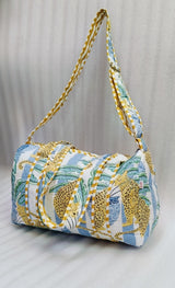 Block Printed Quilted Duffle Bag with Concealed Zip