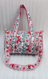 Block Printed Quilted Duffle Bag with Concealed Zip