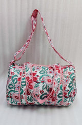 Block Printed Quilted Duffle Bag with Concealed Zip