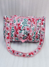 Block Printed Quilted Duffle Bag with Concealed Zip