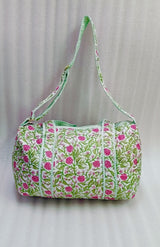 Block Printed Quilted Duffle Bag with Concealed Zip