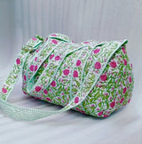 Block Printed Quilted Duffle Bag with Concealed Zip