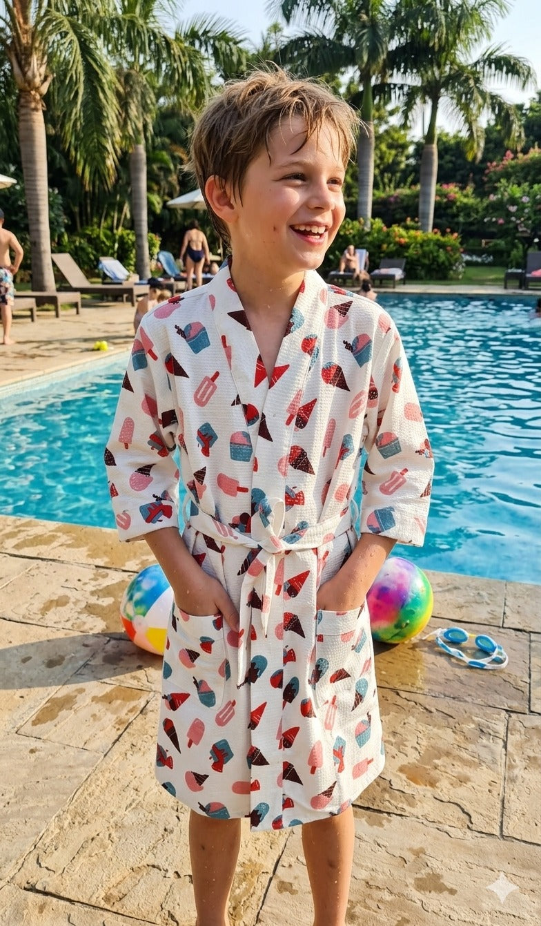 Kids Bathrobe and Bath-towel Gift Set with Box | 4-13 years