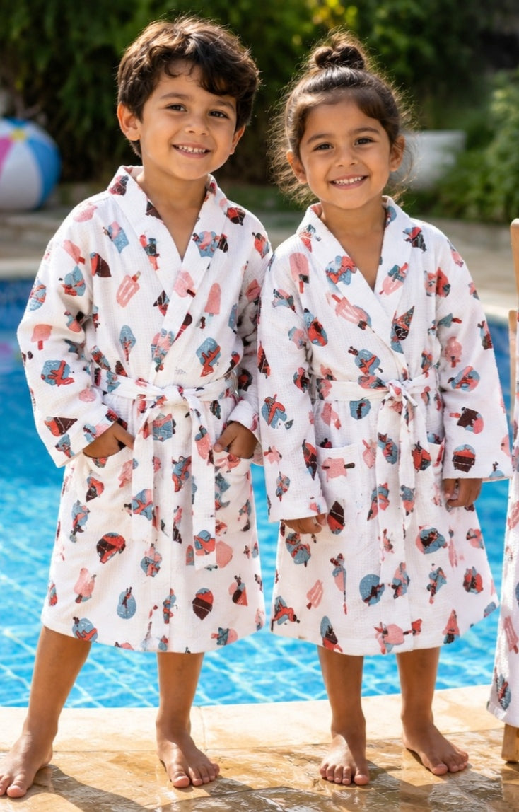 Kids Bathrobe and Bath-towel Gift Set with Box | 4-13 years