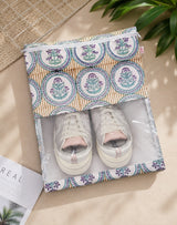 Handblock Printed Cotton Multi-Purpose Storage Pouch with Clear Window- Shoe & Clothing Organizer Bag- Set of 3/6