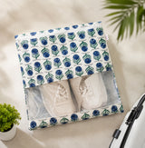 Handblock Printed Cotton Multi-Purpose Storage Pouch with Clear Window- Shoe & Clothing Organizer Bag- Set of 3/6