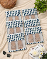 Handblock Printed Cotton Multi-Purpose Storage Pouch with Clear Window- Shoe & Clothing Organizer Bag- Set of 3/6