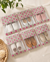 Handblock Printed Cotton Multi-Purpose Storage Pouch with Clear Window- Shoe & Clothing Organizer Bag- Set of 3/6