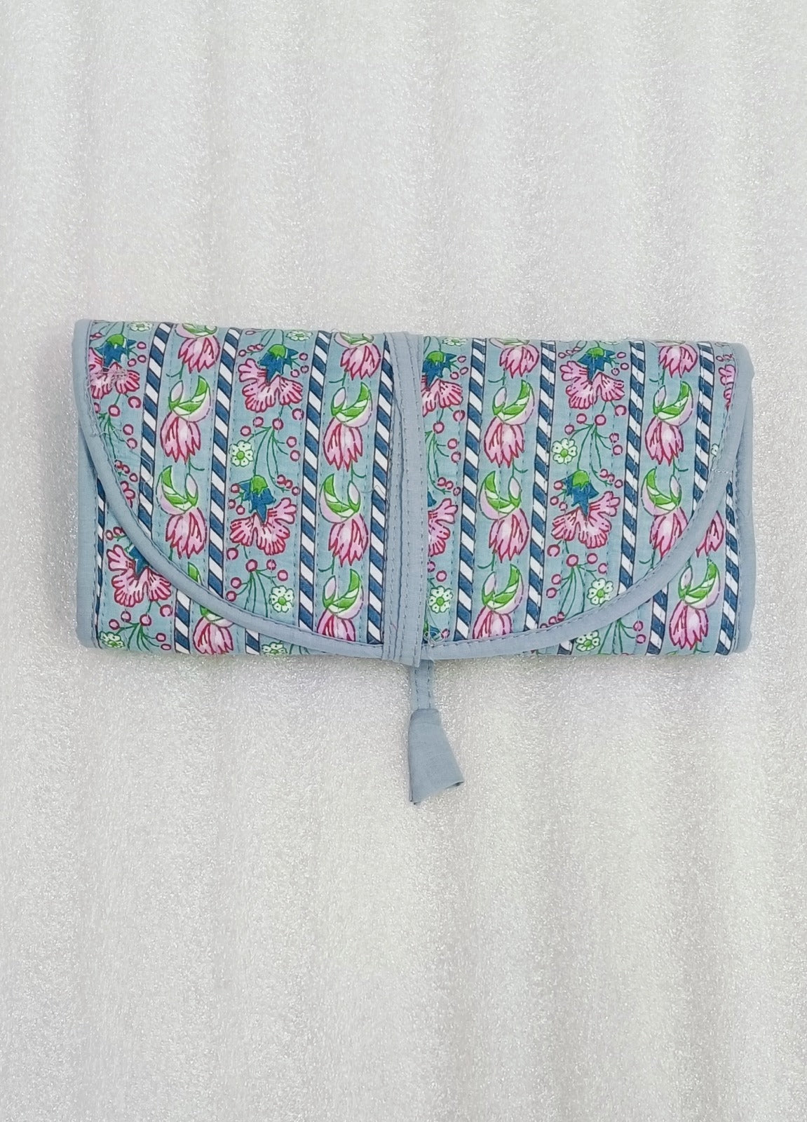 Handcrafted Travel Jewelry Organizer Roll | Artisan Fabric Jewelry Pouch