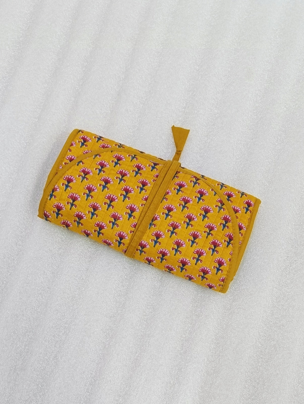 Handcrafted Travel Jewelry Organizer Roll | Artisan Fabric Jewelry Pouch