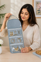 Handcrafted Travel Jewelry Organizer Roll | Artisan Fabric Jewelry Pouch