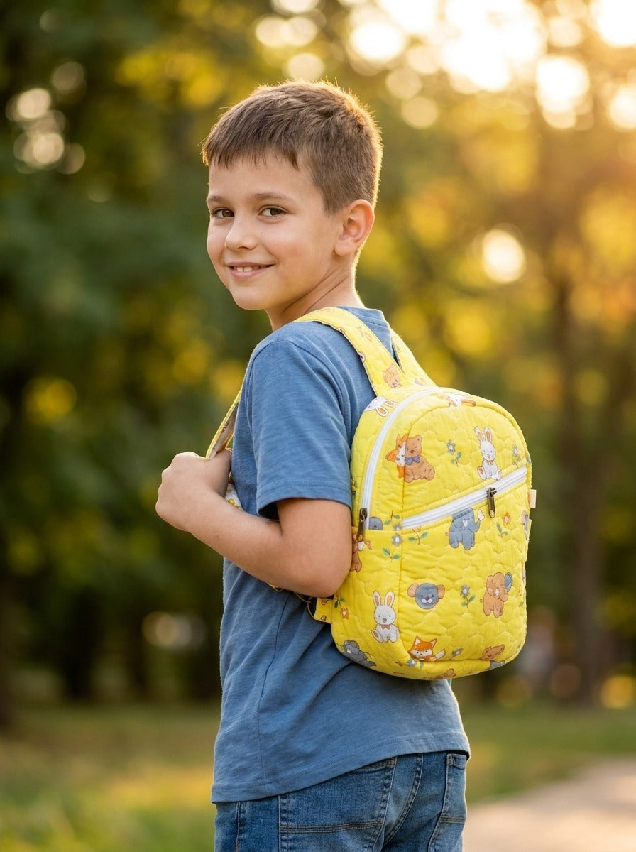 Handblock Printed Cotton Kids’ One Strap Backpack with Adjustable Straps