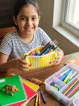 Handblock Printed Cotton Pencil Box Pouch with Zip Closure
