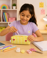 Handblock Printed Cotton Pencil Box Pouch with Zip Closure