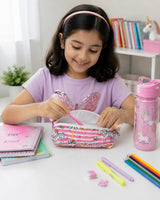 Handblock Printed Cotton Pencil Box Pouch with Zip Closure