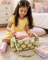 Handblock Printed Cotton Kids’ Duffle Bag with Adjustable Strap
