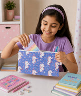 Handblock Printed Cotton Kids’ Flat Pouch with Zip Closure