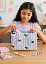 Handblock Printed Cotton Kids’ Flat Pouch with Zip Closure